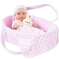 12 Inch Baby Doll Playset with Washable Doll Accessories Includes Carrier Bassinet Bed,Includes Clothes,Blanket,Suits of Bunny,First Baby Dolls for Toddlers 36 Months and Up