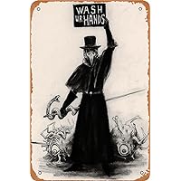 Wash Your Hand Plague Doctor Gothic Bathroom Poster Vintage Tin Sign Retro Metal Sign for Bar Bathroom Toilet Home Wall Decor Gift 12 X 8 inch