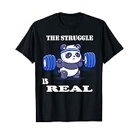 Panda The Struggle Is Real Lazy Panda Gym Workout Coach T-Shirt