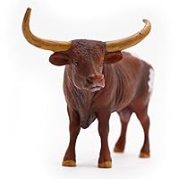 Gemini & Genius Farm Animal Toys, Longhorn Cow Action Figure, Hand Painted, 6 Inches Length, Realistic and Durable Farm Toys for Children Boys and Girls Gift (1067)