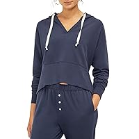Three Dots Women's V-Neck Pullover Hoodie