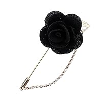 Rose Flower Pin Brooch for Men Long Chain Fringe Lapel Pin Fabric Boutonniere Pins Enhance Image Dress Accessories Groomsman Wedding Suit Accessories