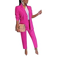 Women's Blazer and Pants 2 Piece Suits 2023 Fall Fashion Solid Color Casual Blazer Sets