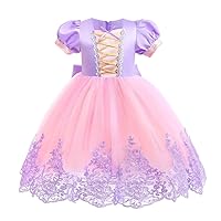 Dressy Daisy Long Braid Princess Fancy Dress Up Halloween Birthday Party Costume for Baby, Toddler and Little Girls, Purple