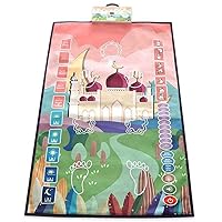 Muslim Prayer Rug for Kids, Smart Electronic Islamic Prayer Carpet Mat, Teaching Talking Music Mat with Worship Step Guide for Kids Toddlers, 43.3x27.5 in (Color : Pink)