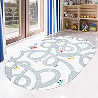 LIVEBOX Road Traffic Kids Play Area Rug 3'x5' Washable Playroom Educational & Fun with Cars and Toys Non-Slip Children Nursery Rugs for Living Room Bedroom Classroom Entryway Kids Tent