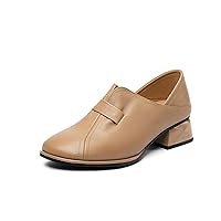 Leather Shoes for Women Women Spring Shoes Genuine Leather Mid Heel Women Dress Shoes Casual Loafers Ladies