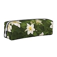 Flower Clematis Pencil Case Pu Leather Cute Small Pencil Case Pencil Pouch Storage Bag With Zipper