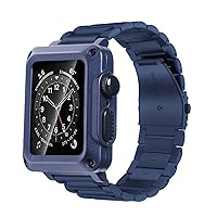 TWRQA Stahl-Armband für Apple Watch 7 6 SE 5 4 3 se Edelstahl Mod für iWatch 44 mm 42 mm 38 mm 40 mm Luxus-Metallgehäuse und Band-Schutzhülle