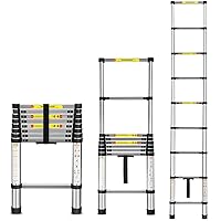 Telescoping Ladder, 8.5 FT Aluminum Telescopic Extension Ladder, Multi-Purpose Design, Non-Slip Feet, Perfect for Household, Outdoor, and RV, 330lb Capacity