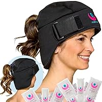 (Large) Bundle - Cold Cap w/Extra Set of Swappable Gel Packs. Adjustable Compression, Class 1 Medical Device for Migraine, Scalp, Concussion Relief, Chemo. Comfortable Sizes & Machine Washable