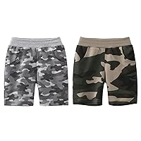 Toddler Little Boys Shorts 2 Pack Boys Cotton Sports Shorts with Elastic Waist for 2-7 Years