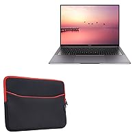 BoxWave Case Compatible with Huawei MateBook X Pro - SoftSuit with Pocket, Soft Pouch Neoprene Cover Sleeve Zipper Pocket for Huawei MateBook X Pro - Jet Black with Red Trim