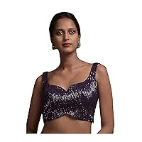 Women's Readymade Sequence Blouse For Sarees Indian Bollywood Designer Padded Stitched Choli Crop Top