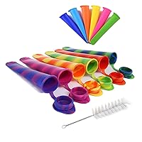 Silicone Ice Pop Molds Attached Lid 12 pcs Colorful Popsicle Molds Homemade Popsicle Maker Durable Reusable with Cleaning Brush