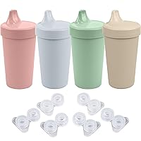 Re-Play Made In USA 10 oz. Sippy Cups (4-pack) and Replacement Silicone Valves for Sippy Cups (6-pack), Desert Sands