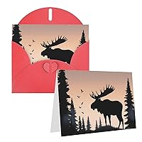 Moose Mountain Pine Tree Printed Greeting Card Internal Blank Folded Cards 6×4 Inches Funny Birthday Cards Thank You Card With Colorful Envelopes For All Occasions