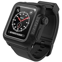 Waterproof case for Apple Watch 42mm Series 2 & 3 With Premium Soft Silicone - Resistant [rugged protective case], Stealth Black