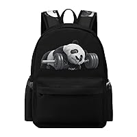 Panda Bear Gym Workout Weightlifting Laptop Backpack for Women Men Cute Shoulder Bag Printed Daypack for Travel Sports Work
