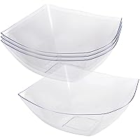 Elegant Square Crystal Clear Serving Bowls - 16 oz (4 Count) - Reusable & Durable Party Essentials, Perfect for Chic Events, Ideal for Weddings, Parties & More