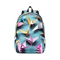 Origami Paper Cranes Print Canvas Laptop Backpack Outdoor Casual Travel Bag School Daypack Book Bag For Men Women