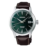 SEIKO mens PRESAGE 'Mockingbird' Cocktail Green Dial with Brown Leather Watch SRPD37J1