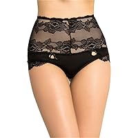 Women Sexy Underwear Transparent Black Lace High Waist Panties