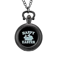 Happy Easter Rabbits Vintage Pocket Watches with Chain for Men Fathers Day Xmas Present Daily Use