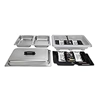 Sterno SpeedHeat Flameless Buffet Chafer Set, Includes Lid and 2 Food Pans, Silver