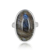 Labradorite Solid 925 Sterling Silver Statement Ring Size US 5 To 13