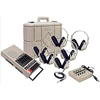 Califone CAS1500PLC 6-Person Cassette Learning Center (1x CAS1500 Cassette Player/Recorder, 6X 2924AVP Headphones, 1x 1218AVPY Jackbox) with Rugged case for Transportation or Storage