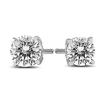 AGS Certified Round Diamond Solitaire Stud Earrings I-J Color, SI1-SI2 Clarity (1/4 CTW - 2 CTW)