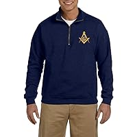 Gold Square & Compass Embroidered Masonic Men's Quarter-Zip Sweatshirt