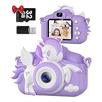Kids Camera, Toddler Digital Camera for Ages 3-12 Girls Boys Childrens, Christmas Birthday Gifts, Selfie 1080P HD Video Camera for 3 4 5 6 7 8 9 Years Old Little Girls Boys Toys Purple