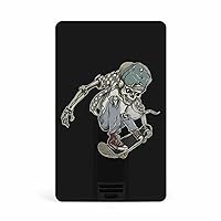 Skull Skateboard USB Flash Drive Personalized Credit Bank Card Memory Stick Storage Drive 64G