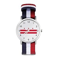 Washington D.C Nylon Watch Adjustable Wrist Watch Band Easy to Read Time with Printed Pattern Unisex
