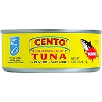 Cento Solid Pack Light Tuna in Olive Oil, 5 oz (142 g) (Pack of 8)