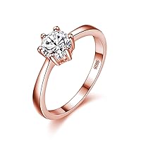Classic Platinum/Rose Gold Plated Round Brilliant Cut Cubic Zirconia Solitaire Wedding Engagement Rings J002