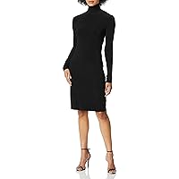 Norma Kamali Women's Slim Fit Long Sleeve Turtle Dress to Knee