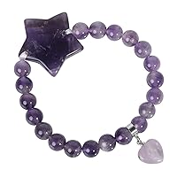 TUMBEELLUWA Crystal Bracelet for Women Healing Stone Bracelet 8mm Beads Energy Heart Charm Jewelry