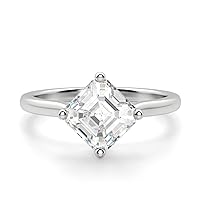 Neerja Jewels 2 CT Asscher Cut Colorless Moissanite Engagement Ring Wedding Band Gold Silver Eternity Solitaire Ring Halo Ring Antique Anniversary Promise Bridal Ring