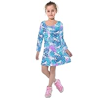 PattyCandy Toddler Girls Long Sleeve Velvet Dress Elegant Unique Unicorn Pattern, Size 2-16