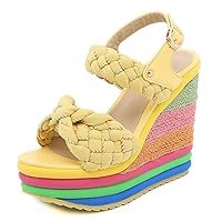 Women Espadrilles Platform Colorful Wedge Sandal High Heel Slingback Summer Shoes