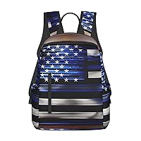American Thin Blue Line Flag Print Simple And Lightweight Leisure Backpack, Men'S And Women'S Fashionable Travel Backpack