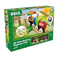 BRIO My First Railway – 33727 Beginner Pack | Wooden Toy Train Set for Kids Age 18 Months and Up