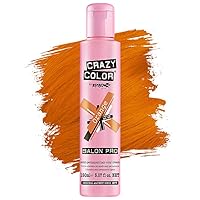 Crazy Color Hair Dye - Vegan and Cruelty-Free Semi Permanent Hair Color - Temporary Dye for Pre-lightened or Blonde Hair - No Peroxide or Developer Required (ORANGE)