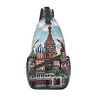 St Basil Cathedral Red Square In Moscow Sling Bag Lightweight Crossbody Bag Shoulder Bag Chest Bag Travel Backpack for Women Men