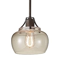 Feiss P1234RI Urban Renewal Glass Industrial Vintage Pendant Lighting, Iron, 1-Light (8