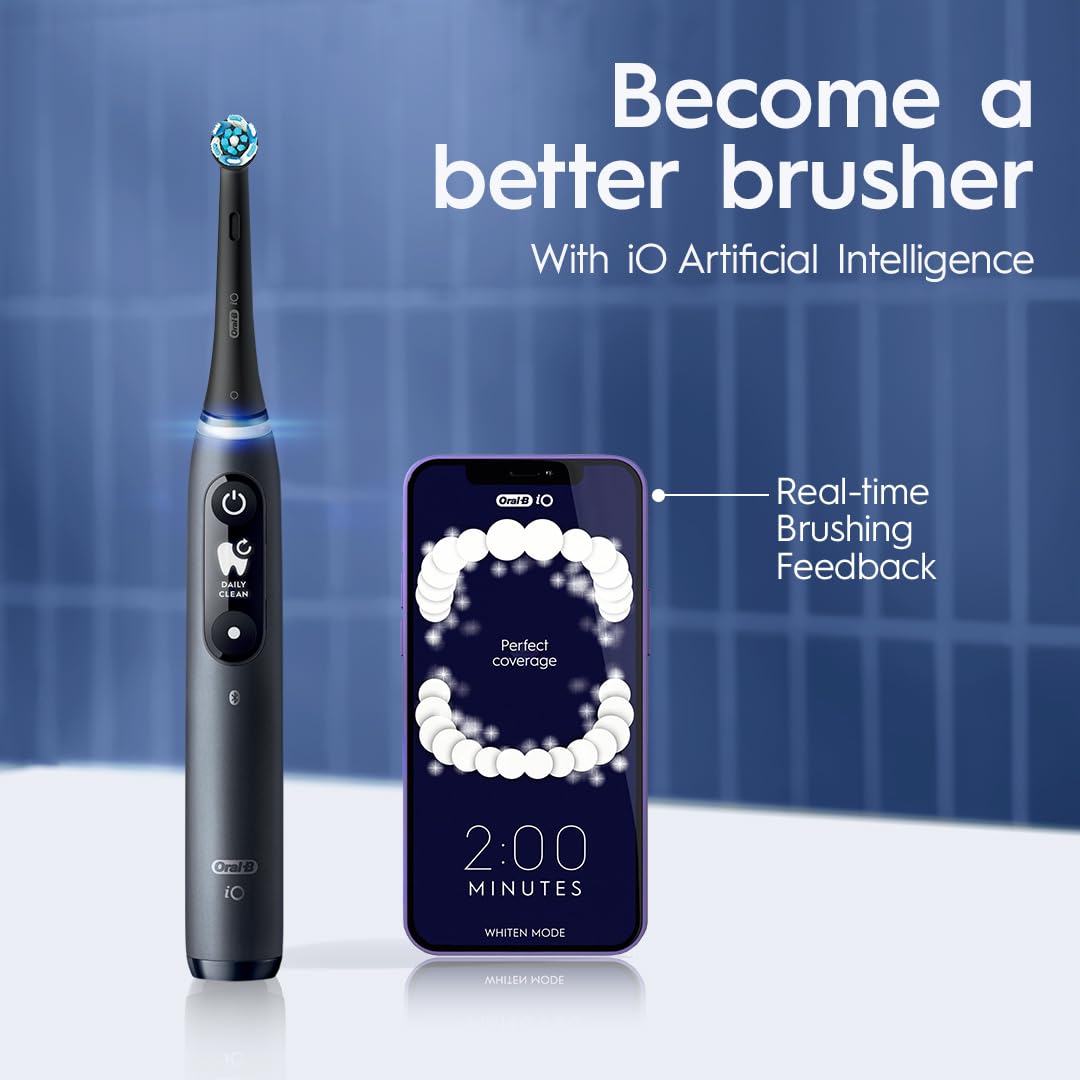 Oral-B iO Series 7 Electric Toothbrush with 2 Brush Heads, Sapphire Blue Alabster