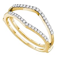 14kt Yellow Gold Womens Round Diamond Ring Guard Wrap Enhancer Wedding Band 1/4 Cttw (I1-I2 clarity; H-I color)